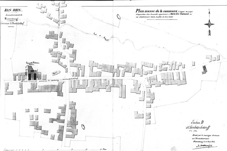 Plan du village avec indication de l'emplacement de l'école des filles.