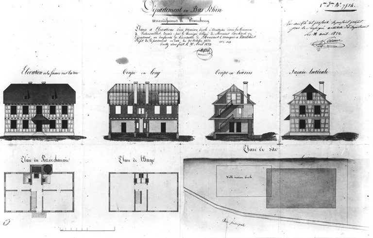 Plan masse, coupes et élévations.