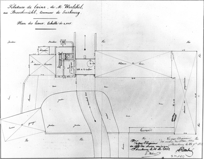 Surbourg. Moulin de Bruckmuhl. Plan de l'usine.
