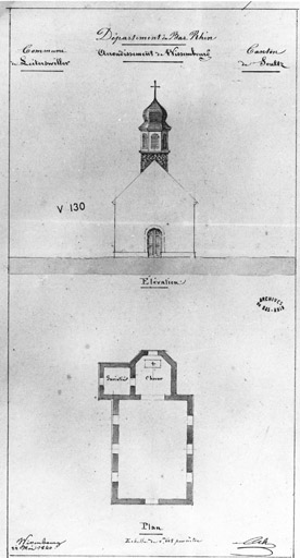 Plan et élévation de la façade principale.