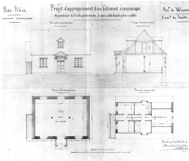 Plans du rez-de-chaussée et des combles.