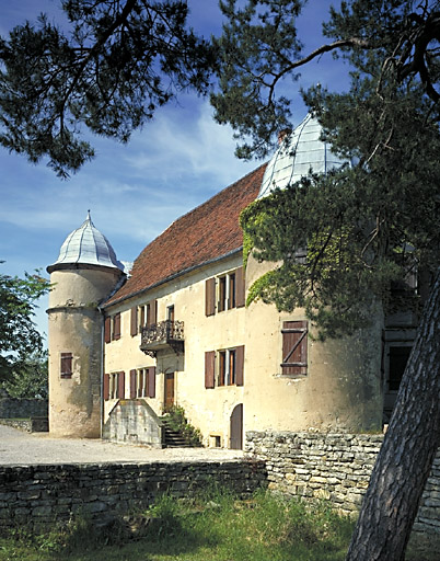 Vue de trois-quarts depuis le nord-est, avec arbre.