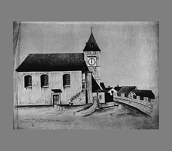 Dessin de l'ancienne église détruite