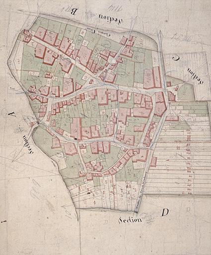 Cadastre Napoléonien, 1808, section E Le Village.