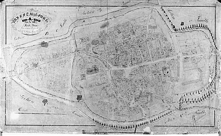 Vue du plan cadastral napoléonien de 1831 : section A la ville.