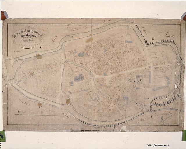 Vue du plan cadastral napoléonien de 1831 : section A la ville.