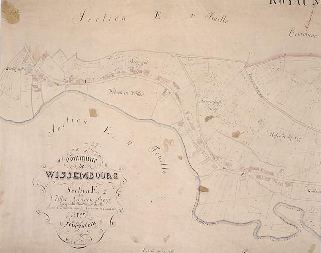Vue du plan cadastral napoléonien de 1831 : section E1 Weiler et Langenberg.