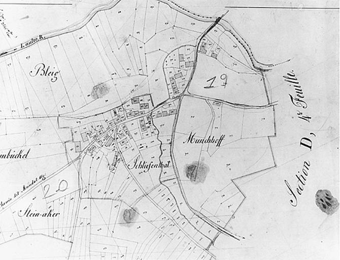 Vue du plan cadastral napoléonien de 1831 : section E1 Weiler et Langenberg.