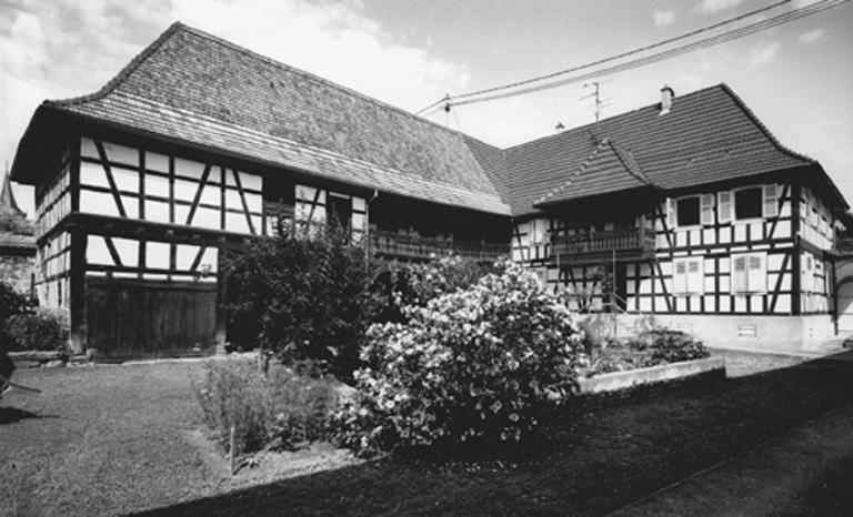 Vue d'ensemble du logis et du hangar.