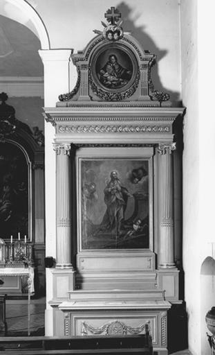 Autel-retable secondaire de la Vierge et tableaux : Vierge à l'Enfant et Saint Louis