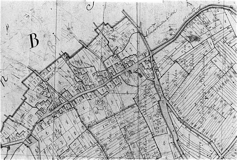 Extrait du plan cadastral de 1827 : le village de Mitschdorf.