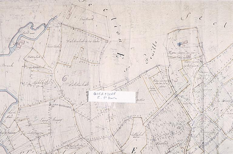 Extrait du plan cadastral de 1827, section E, 5ème feuille : Liebfrauenberg et moulin dit Altmühl.