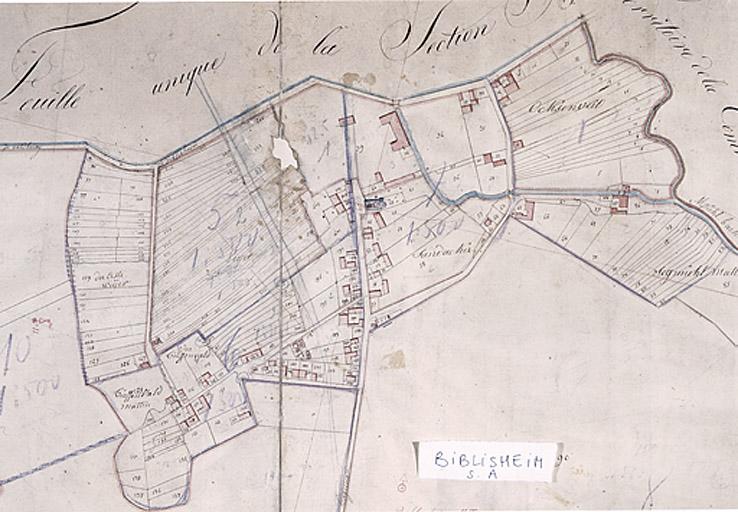 Extrait du plan cadastral de 1827, section A.