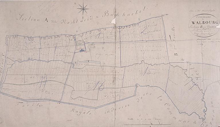 Extrait du plan cadastral de 1827 : section B.
