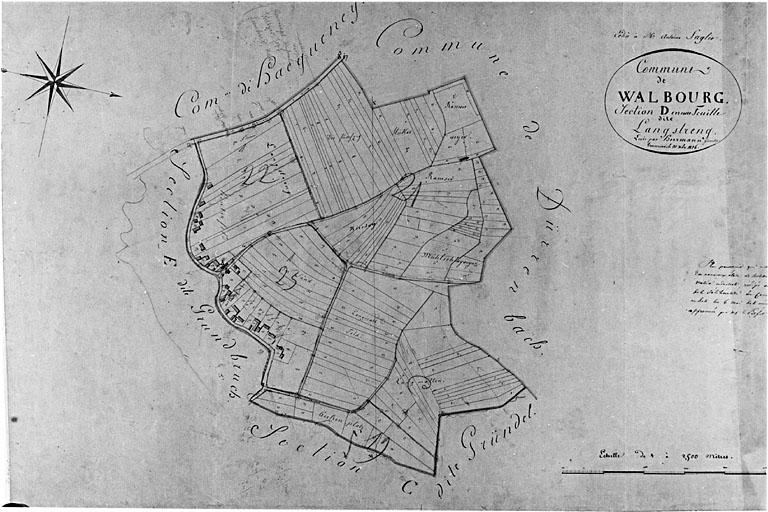 Extrait du plan cadastral de 1827 : section D, Hinterfeld.