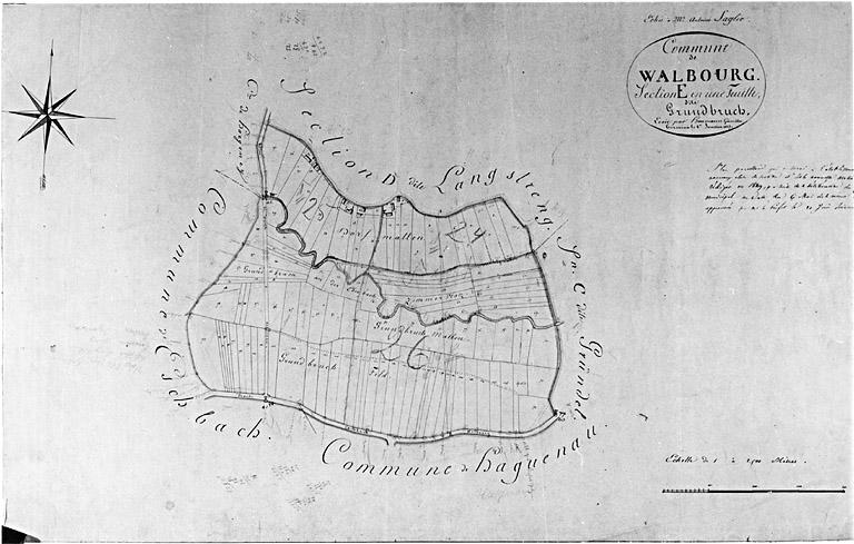 Extrait du plan cadastral de 1827 : section E, Hinterfeld.