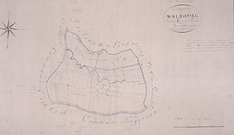 Extrait du plan cadastral de 1827 : section E, Hinterfeld.