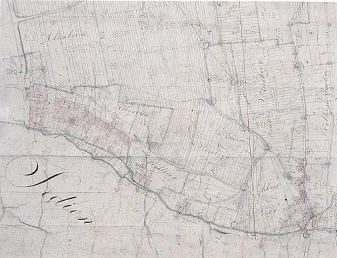 Vue du plan cadastral de 1827. Section B, extrait (rue des Frères).