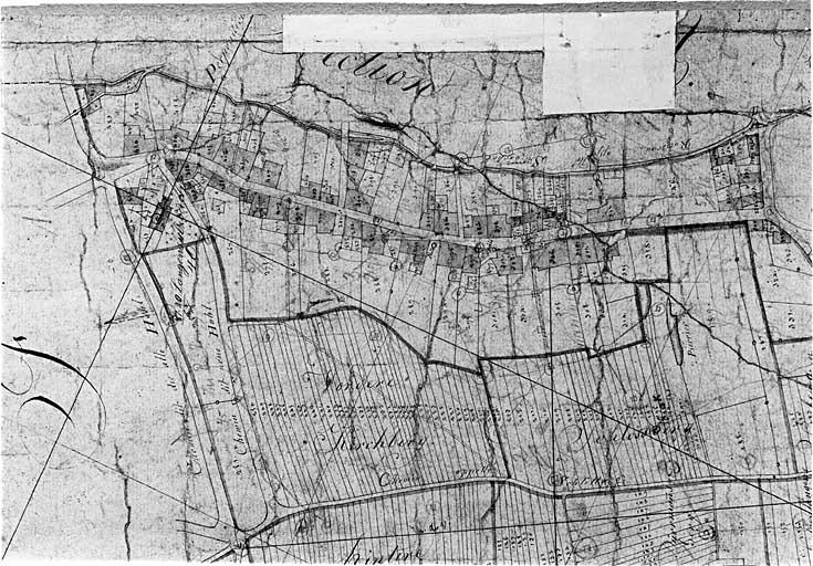 Vue du plan cadastral de 1827. Section E, extrait (rue Principale).