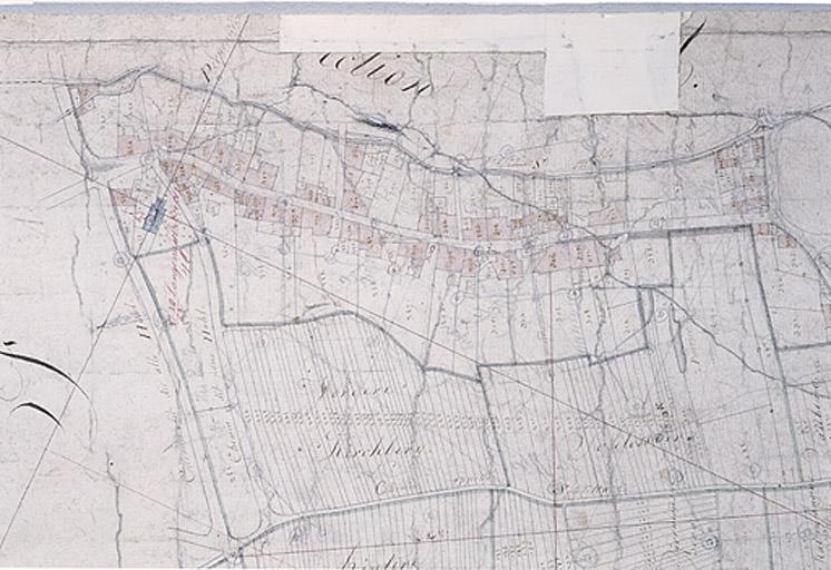 Vue du plan cadastral de 1827. Section E, extrait (rue Principale).