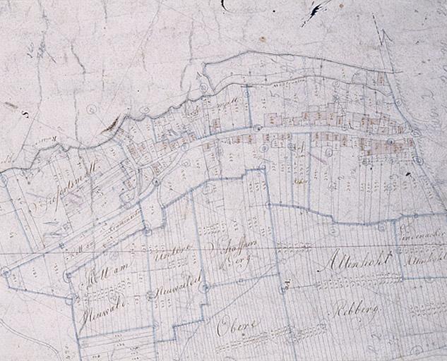 Vue du plan cadastral de 1827. Section F, extrait (rue des Montagnes).