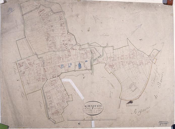 Vue du plan cadastral de 1831 : section E.