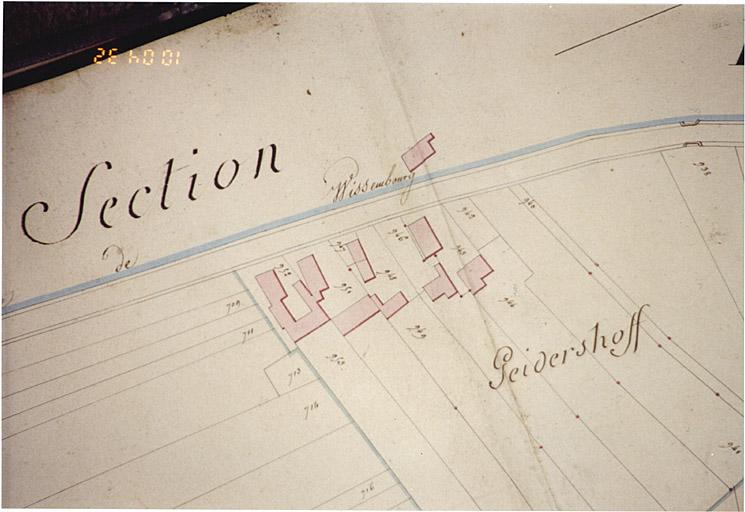 Vue du Geitershof sur un détail de la section D du cadastre de 1831 conservé à la mairie d'Altenstadt.