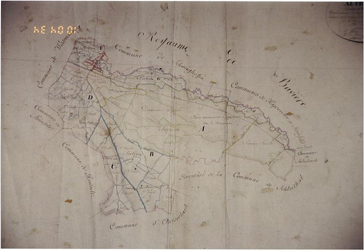 Vue du tableau d'assemblage du cadastre de 1831 conservé à la mairie d'Altenstadt.