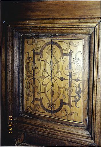 Corps de logis, 1er étage. Détail du plafond de la salle (1592).