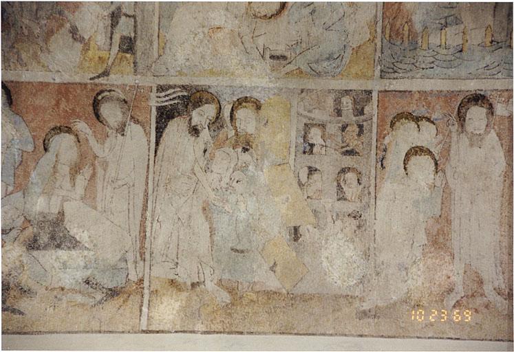 Bras sud du transept, mur sud. Registre inférieur, scène 17 : Apparition aux apôtres.