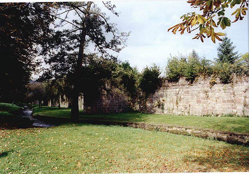 Courtine sud du Bruch et tour de flanquement B. Vue extra-muros depuis le sud-est.