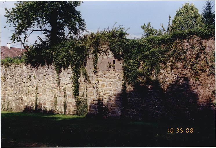 Courtine sud du Bruch avec tour D. Vue extra-muros depuis le sud-est.