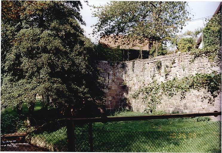 Courtine sud du Bruch avec tour E. Vue extra-muros depuis le sud-est.