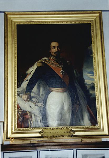 Ensemble de 2 tableaux : portraits de l'empereur Napoléon III et de l'impératrice Eugénie