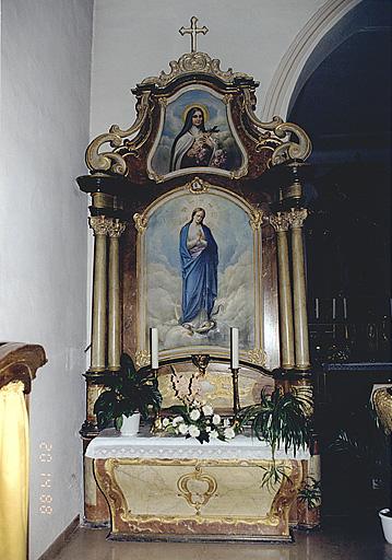 Autel-retable secondaire nord : Immaculée Conception et sainte Thérèse de Lisieux.