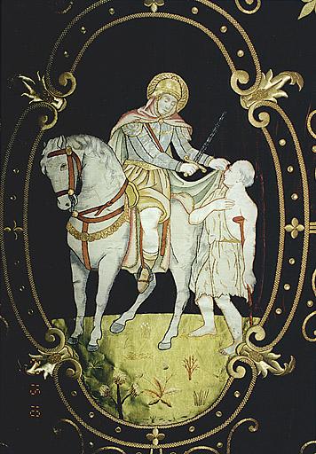 Bannière No 2, détail de la scène de la Charité de saint Martin.