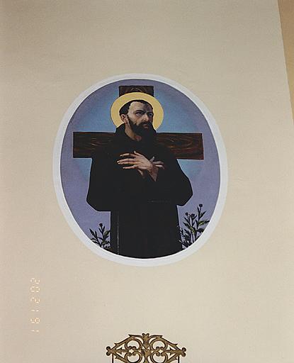 Vue d'une peinture monumentale : saint François d'Assise.