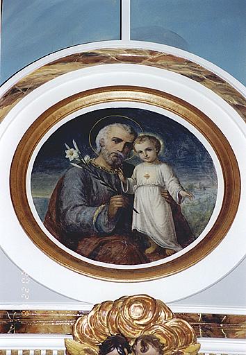 Médaillon du couronnement droit : saint Joseph et l'Enfant Jésus. Détail.