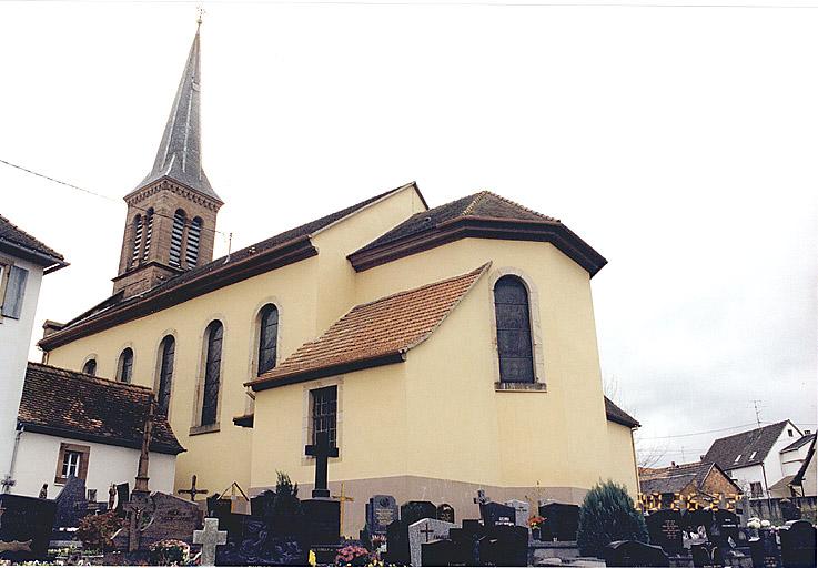 Elévation latérale, vue depuis le cimetière.