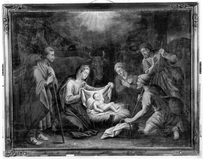 Tableau : l'Adoration des bergers. Vue d'ensemble.