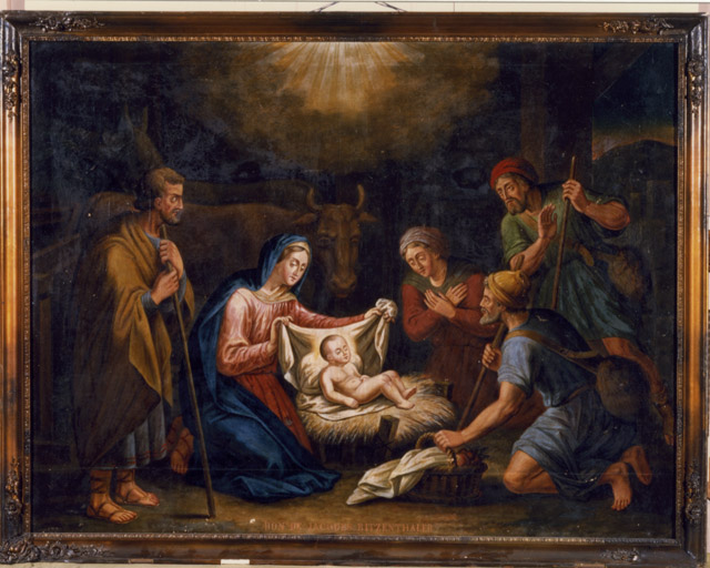 Tableau : l'Adoration des bergers. Vue d'ensemble.