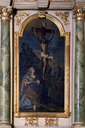 Détail du tableau : sainte Madeleine au pied de la croix.