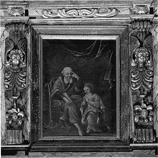 Vue du tableau du retable sud : la Vierge et saint Joachim.