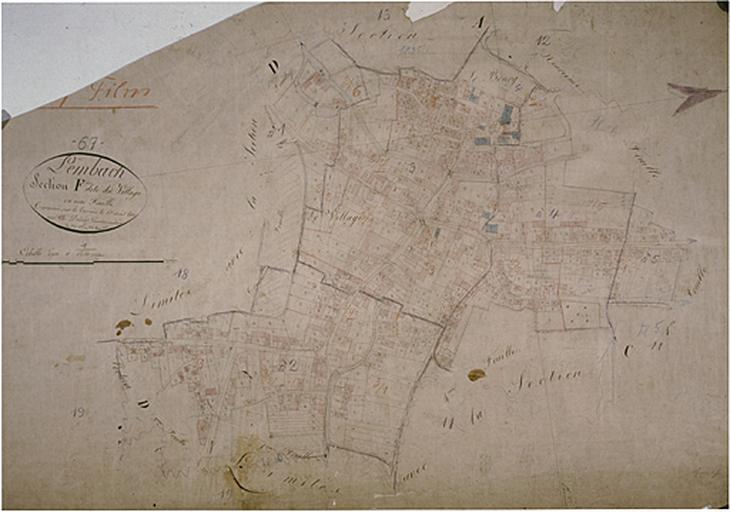 Plan cadastral napoléonien, terminé sur le terrain en 1831 : section E.