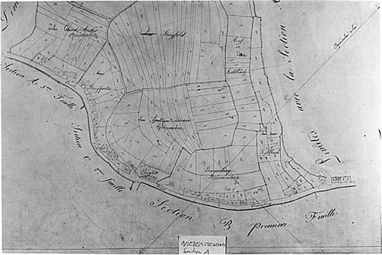 Vue du plan cadastral napoléonien, terminé sur le terrain en 1831, section A.