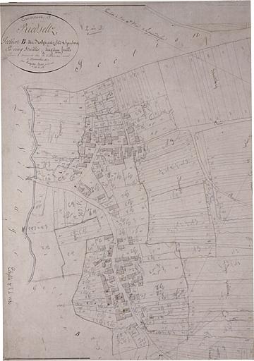 Vue du plan cadastral napoléonien, terminé sur le terrain en 1831 : section B.
