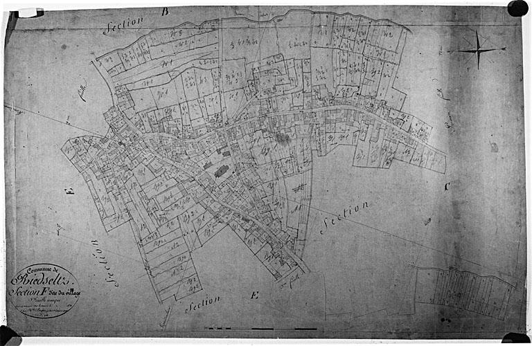 Vue du plan cadastral napoléonien, terminé en 1831 : section F, dite du village.