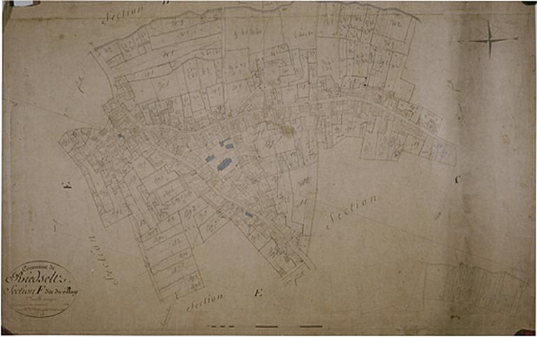 Vue du plan cadastral napoléonien, terminé en 1831 : section F, dite du village.