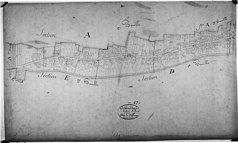 Vue du plan cadastral napoléonien : section F1, dite le village.