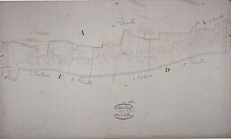 Vue du plan cadastral napoléonien : section F1, dite le village.